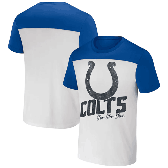 Men's Cream/Blue Indianapolis Colts x Darius Rucker Collection Colorblocked T-Shirt
